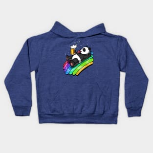 Funny Panda Bear Beer Drinking Rainbow Party Kids Hoodie